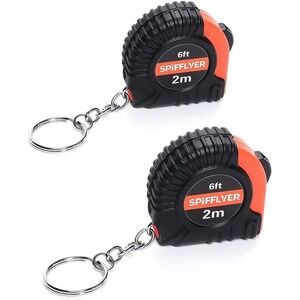 SPIFFLYER 2m 6ft Keychain Mini Tape Measure‎ Compact Orange Black